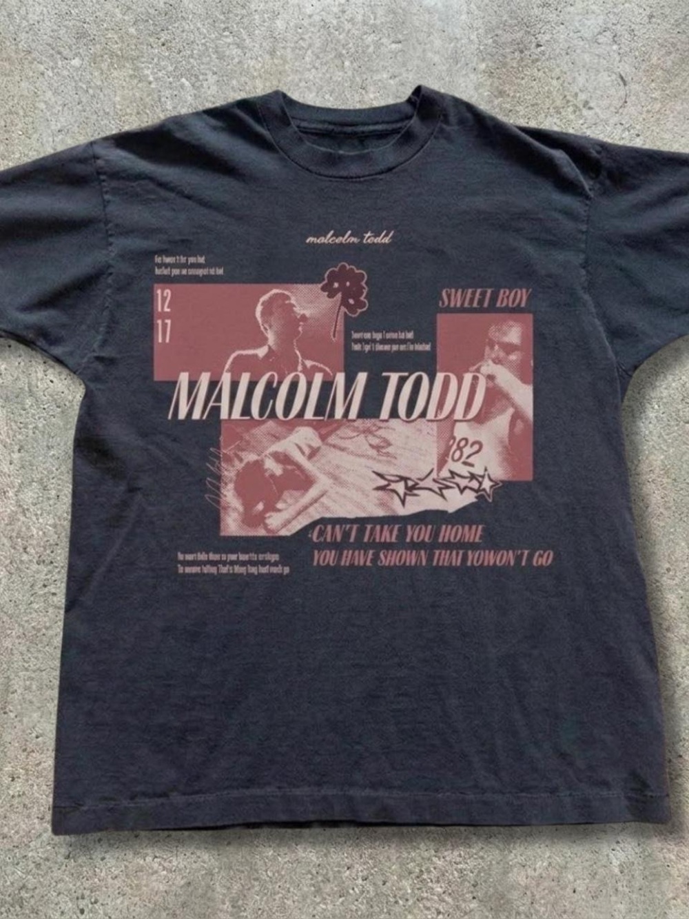 Gildan Black Tee with Dusty Rose Graphic - Malcolm Todd